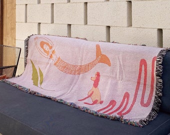 Woven Throw Blanket / Skinny Throw Blanket / Sea Star