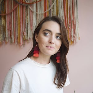 triple layered tassel earrings