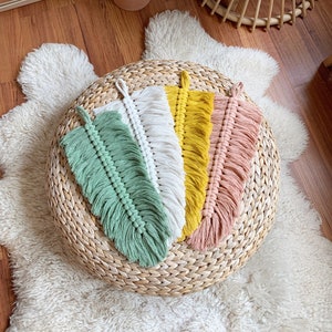 chunky feather macrame wall hanging