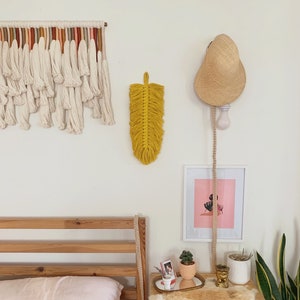 chunky feather macrame wall hanging