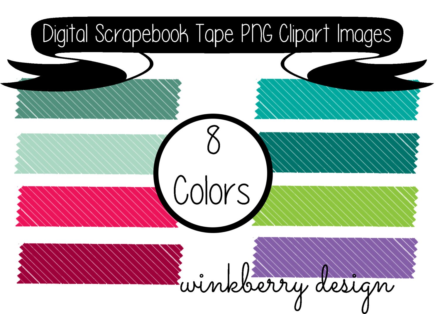 Tape Scrapbook PNG Clipart 8 Colors Instant Download Etsy