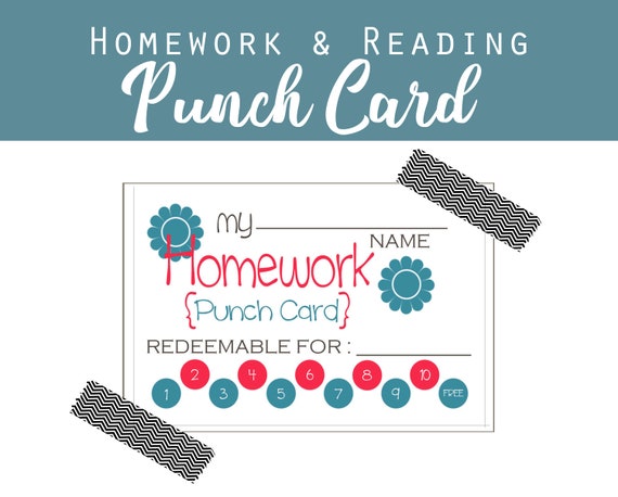 Punch Card Homework &amp; Reading Printable 8.5x11 Sheet | Etsy