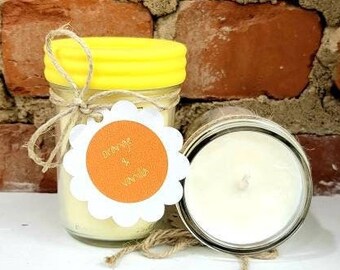 Orange Vanilla Scented Candle, Mason Jar Candle, Natural Soy Candle, Aromatherapy Essential Oil Candle, Cute Candle Gift, Non-Toxic Candle