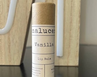 Vanilla Lip Balm, All Natural Products, Natural Ingredients, Organic Lip Care, Zero Waste Gifts, Vegan Lip Balm, Plastic Free Lip Balm