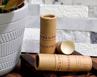 All Natural Peppermint Lip Balm, Lip Moisturizer, All Natural Products, Organic Vegan Lip Balm, Zero Waste Gifts, Plastic Free Paper Tubes