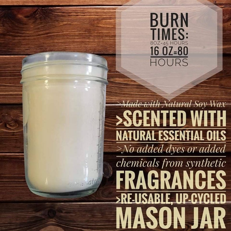 Cinnamon Roll Candle, 16oz Glass Mason Jar Soy Candle, Essential Oil Soy Candle, Cinnamon and Vanilla Candle, New Apartment Gift image 3