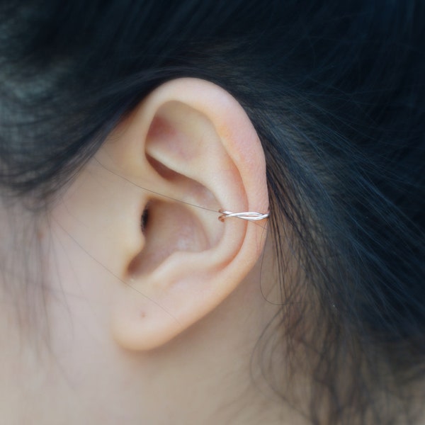 194)Minimalist No Piercing Twisted Wire Ear Cuff.Fake Conch Earrings-sterling silver,14k gold filled, 14k rose gold filled.