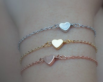 196) Cute Heart Charm Bracelet. Bridesmaid,Flower Girl,Birthday gift.Minimalist jewelry