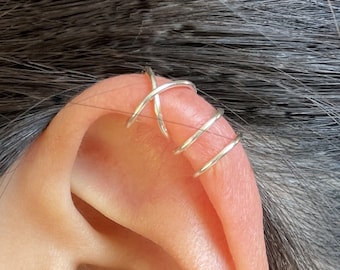 168)No Piercing SET Of 2 Ear Cuff, Minimalist ear cuff. Sterling silver,14k Gold Filled,Wrap earring