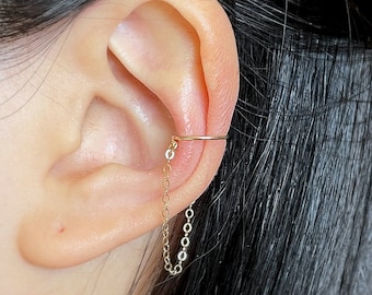 96) 14k Gold Filled No Piercing One band with Chain Ear Cuff. One or Two Chains.