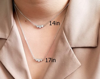 219)Cute and Tiny Three cubic Charm Necklace
