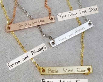 212)Engraved Actual Handwriting Necklace. Personalized Memory Necklace.Signature Necklace.
