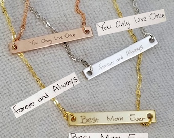 212)Engraved Actual Handwriting Necklace. Personalized Memory Necklace.Signature Necklace.