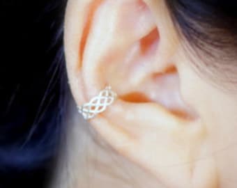 191)No Piercing Textured Pattern Sterling Silver Wire Ear Cuff.minimalist ear cuff