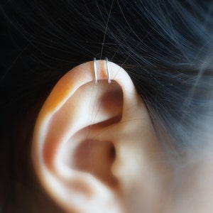 146) No Piercing Tiny Double Bands Ear Cuff For Upper Cartilage.Minimalist ear cuff.