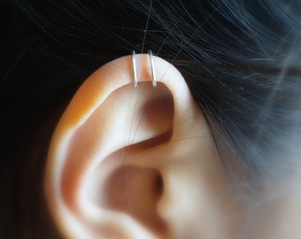 146) No Piercing Tiny Double Bands Ear Cuff For Upper Cartilage.Minimalist ear cuff.