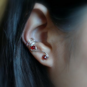 18)No Piercing Double Spiral Ear Cuff With Beads/Pearls. Minimalist ear cuff
