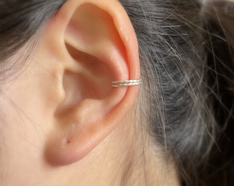 226)Minimalist Double Band Ear Cuff, Sterling Silver, Gold filledNo Piercing