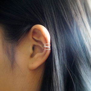 14)No piercing Double Diagonal Ear Cuff.14k gold filled, 14k gold filled, 925 sterling silver. Minimalist ear cuff