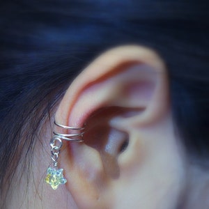 85)No Piercing Cute Star Crystal Ear Cuff. Minimalist ear cuff