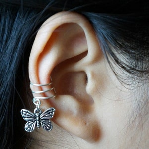 61)No piercing Butterfly Charm Ear Cuff. Minimalist ear cuff