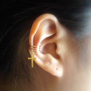 162Minimalist ear cuff. No piercing Cross Ear Cuff image 2