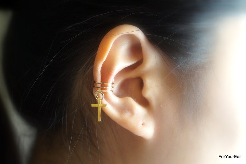 162Minimalist ear cuff. No piercing Cross Ear Cuff image 2