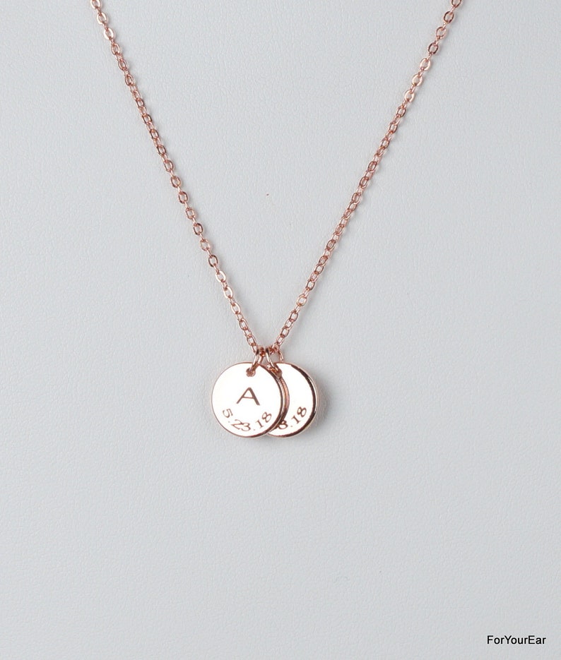 203Personalized Initial Necklace.Mom Necklace, Anniversary, Coin Charm. zdjęcie 3