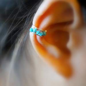 33)No piercing Earring.Simple Tiny Beads Ear Cuff.minimalist ear cuff.Sterling Silver.