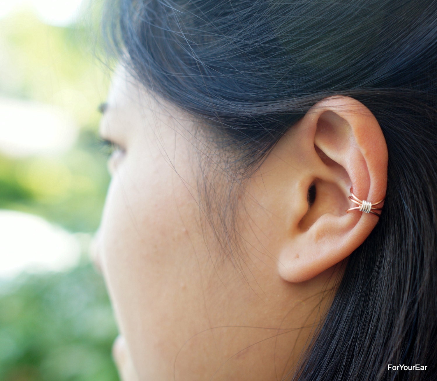 110)simple Three Lines Non Pierced Ear Cuff *copper*. Minimalist Ear ...