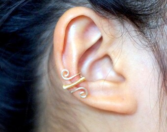 63)No piercing Swirl Minimalist Ear Cuff -Silver Body