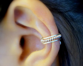 88)<Two Tone>Kein Piercing Einfach und Niedlich Ohrmanschette. Minimalistische Ohrklemme