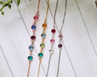 208)Swarovski Birthstones Bracelet.Family Birthday.Mom's Gift.Bridesmaid Gift.Flower Girl