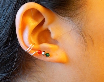 90)Minimalist ear cuff. No piercing Christmas Holiday ear cuff IV