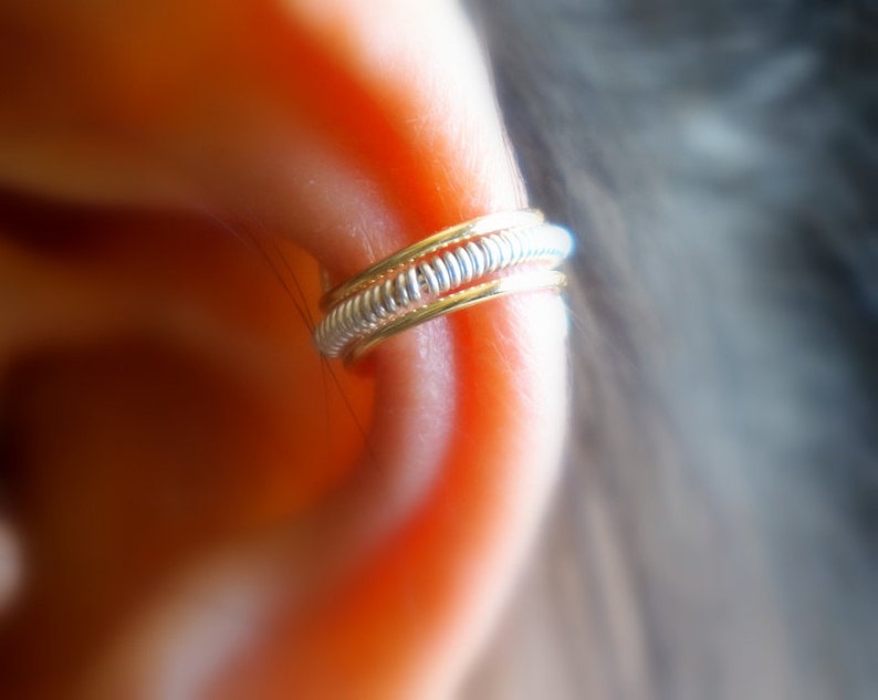 7No Piercing Wrap EAR CUFF Gold.Minimalist earring image 1