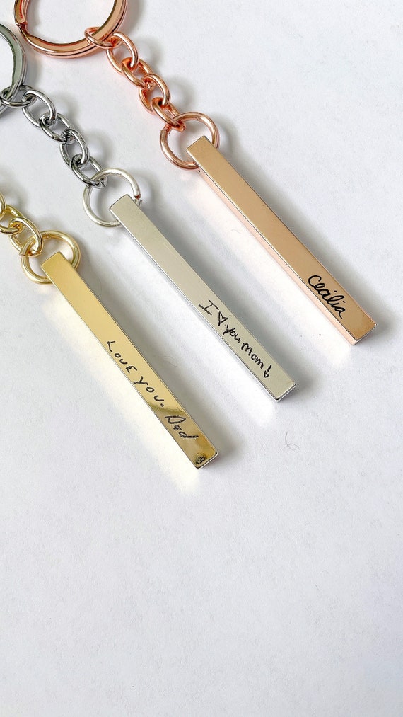 221actual Handwriting Engraved Bar Key Chain. Memory Gift. Etsy