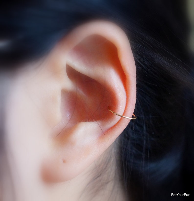 185no Piercing THIN Wire Hoop Ear Cuff. Gold Filled Rose Etsy