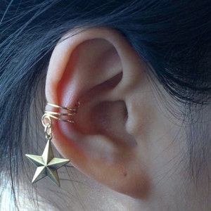 101) Minimalistische oormanchet. Geen piercing Star Charm Ear Cuff *Antiek goud