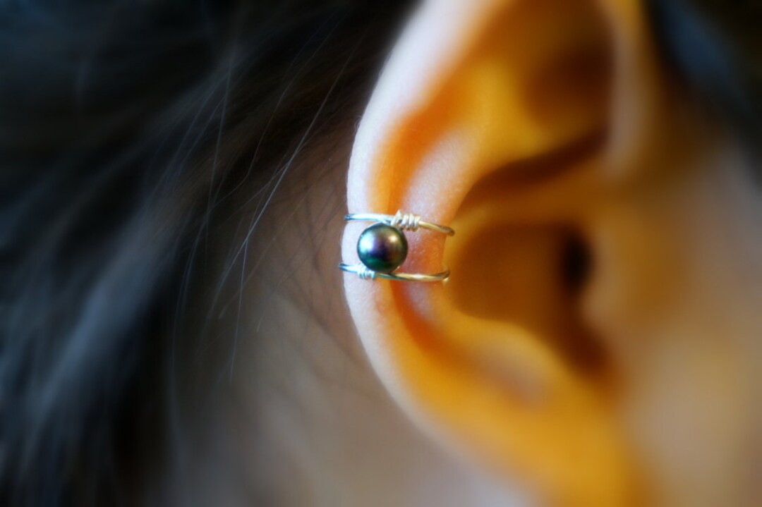 Buy 78)no Piercing Simple Cute Pearl Ear Cuff *purple. Minimalist 