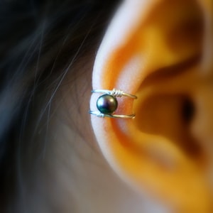 78)No piercing Simple Cute Pearl Ear Cuff *Purple. Minimalist ear cuff