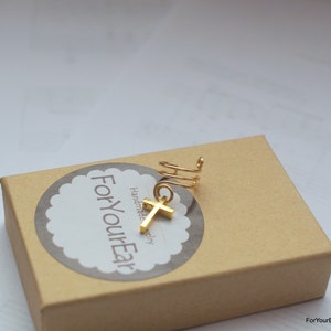 162Minimalist ear cuff. No piercing Cross Ear Cuff image 5