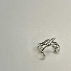 10No Piercing Three Lines With Wrap Ear Cuff SILVER BODY. Minimalist Fake Ear Cuff Earring image 3