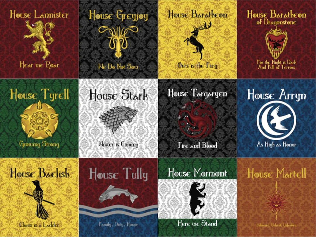 SALE 50% SALE 15x15 cm Game of Thrones Sigils Stoffdrucke - Etsy.de