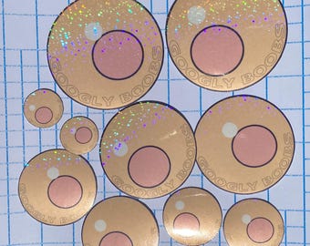 Googly Boobs Laminated Glitter Sticker 10-Pack IVORY