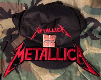 Vintage METALLICA LOT Gestickter Hut, Anstecknadel aus den 1990er Jahren