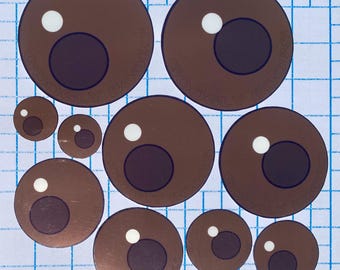 Googly Boobs Sticker 10-Pack EBONY