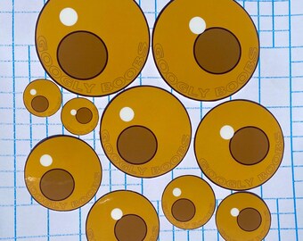 Googly Boobs Sticker 10-Pack OLIVE