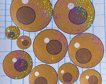 Googly Boobs Laminated Glitter Sticker 10-Pack OLIVE
