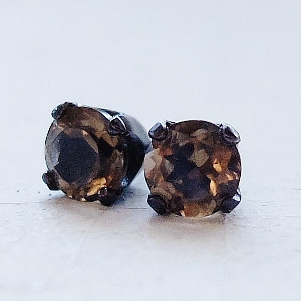 Rauchquarz Ohrstecker, Braun, BDSM Ohrringe, Herren Ohrringe, Ohrstecker, Schmuck für Männer, Hipster-Ohrring, Goth, Punk Ohrringe, Biker-Ohrringe