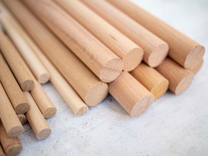 20mm Round Wooden Sticks wood Dowel Sticks Unfinished Natural Etsy Canada